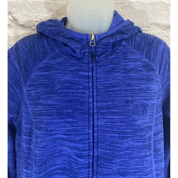 The North Face Fleece Jacket Womens Large Cobalt Zipper Hood Pockets - Picture 7 of 15
